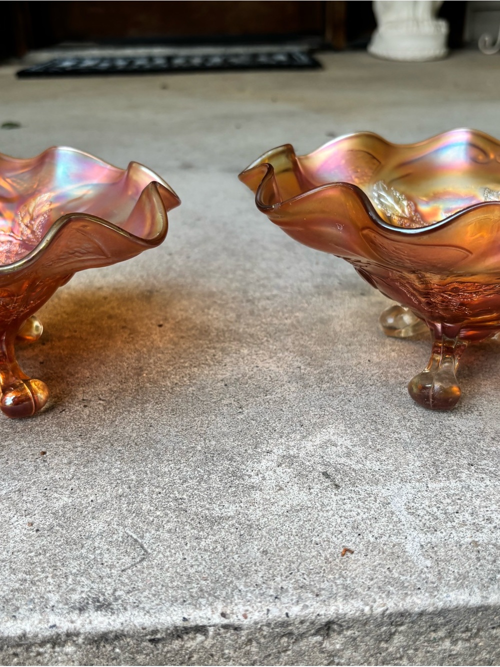 ANTIQUE MARIGOLD CARNIVAL GLASS BOWLS. CHERRY PATTERN. - Picture 7 of 14